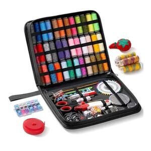 Complete Sewing Kit 229 Pieces In Zipper Travel Case Scissors Needles Thread NEW
